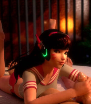 Handjob from D.va hentai video